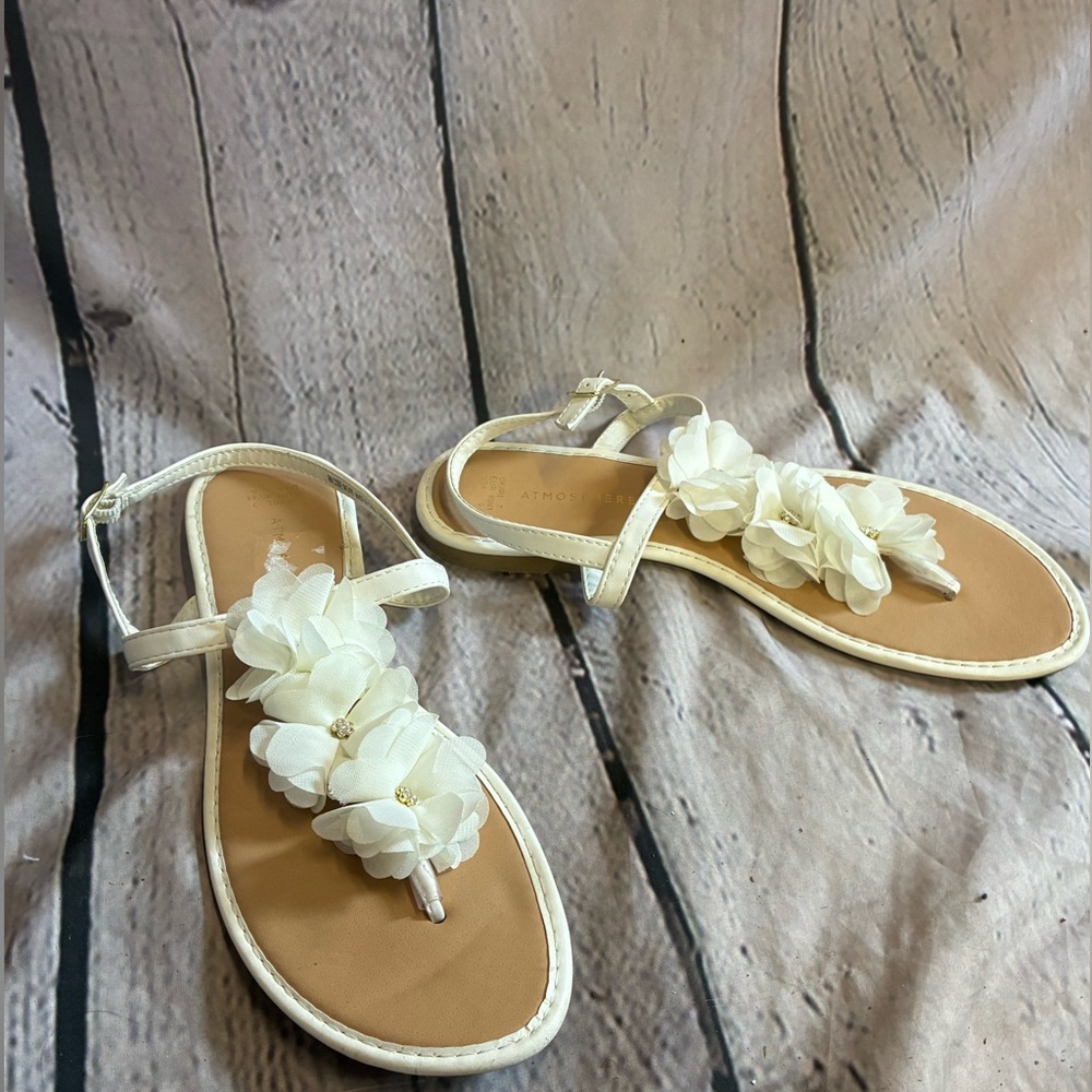 Atmosphere White Floral T-Strap Sandals